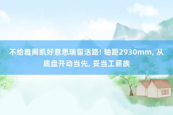 不给雅阁凯好意思瑞留活路! 轴距2930mm, 从底盘开动当先, 妥当工薪族